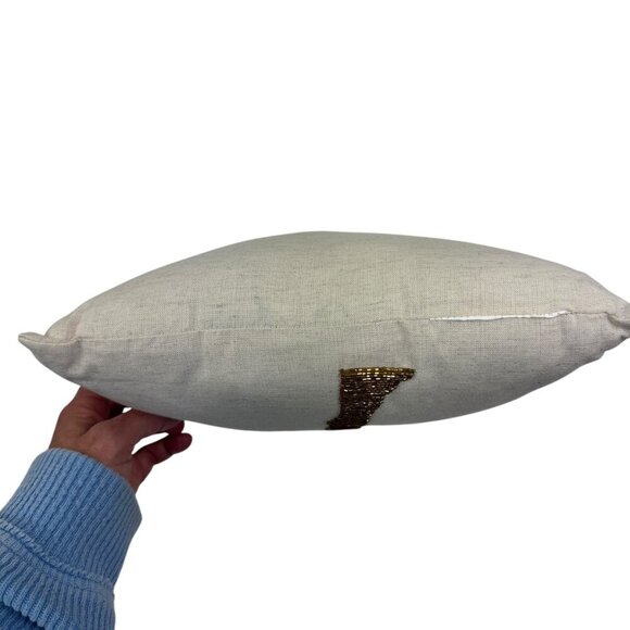 Linen Beaded Palm Tree Small Decorative Pillow With Removable Zippered Cover - Picture 8 of 9